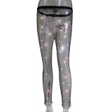 Women Sexy Rhinestone Fishnet Pants