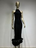 Women Elegant Sleeveless Tiered Hem Party Bandage Dress