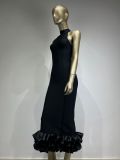 Women Elegant Sleeveless Tiered Hem Party Bandage Dress