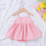 Girls suspender plaid dress