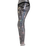 Women Sexy Rhinestone Fishnet Pants