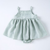 Girls suspender plaid dress