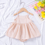 Girls suspender plaid dress
