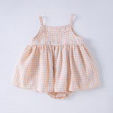 Girls suspender plaid dress