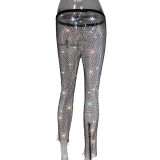 Women Sexy Rhinestone Fishnet Pants