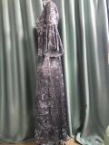 Women Boho Bell Bottom Sleeve Printed V Neck Holidays Maxi Dress