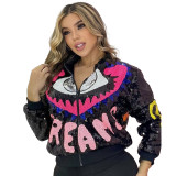 Women's Fashion Chic Career Long Sleeve Slim Fit Shiny Jacket