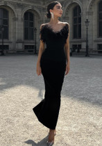 Strapless Bandage Dress Feather Stylish and Elegant Tight Fitting Bodycon Sleeveless Formal Party Dress Strapless Bandage Dress Feather Stylish and Elegant Tight Fitting Bodycon Sleeveless Formal Party Dress