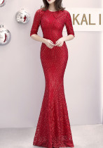 Long Sequin Half Sleeve Plus Size Fat Beauty Mermaid Formal Party Evening Dress Long Sequin Half Sleeve Plus Size Fat Beauty Mermaid Formal Party Evening Dress