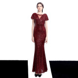 Long Sequin Plus Size Fat Beauty Mermaid Formal Party Evening Dress