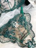 Flower Embroidery See-Through Mesh Sexy Bra and panty lingerie set