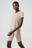 Short Sleeve Yoga Suit for Women Summer Plus Size Stretch Two Piece Fitness Shorts set Quick Drying Sports Wear