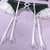 Sexy bra set lacemesh Patchwork nurse outfit sexy lingerie five-piece set