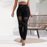 Autumn High Quality Ripped Women's High Waist Denim Pants