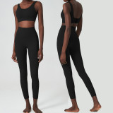 Autumn and winter breathing deep u back sports bra long pants yoga wear women's sports fitness wear two-piece set