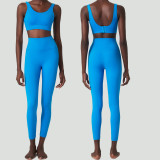 Autumn and winter breathing deep u back sports bra long pants yoga wear women's sports fitness wear two-piece set