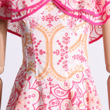 Summer Off Shoulder ruffle embroidered lace Slim Waist Slim Fit Holidays style dress
