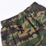 Elastic Waist Women's Spring and Summer Pocket Outdoor Fashion Style Camouflage Washed Skirt