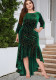 Women's Plus Size Three Quarter Sleeve Mermaid High Low Hem Long Velvet Formal dress