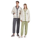 Couple Pajamas Women's Winter Velvet Home Clothes Half Velvet Cartoon Panda Couple SET