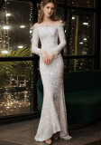 Chic party Formal Party Slim Fit evening sequined long dress for women