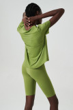 Short Sleeve Yoga Suit for Women Summer Plus Size Stretch Two Piece Fitness Shorts set Quick Drying Sports Wear