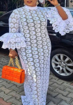 See through White Lace Chic Career long dress