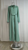 Fall Chic Career Strappy Solid Slim Waist Long Sleeve Irregular Shirt Dress