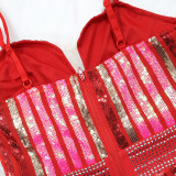 Sexy fashionable sequin style straps shorts party Jumpsuit for women