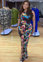 Fashionable floral Tank high-waisted long skirt two-piece set for women Fashionable floral Tank high-waisted long skirt two-piece set for women