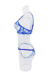 Flower Embroidery See-Through Mesh Sexy Bra and panty lingerie set