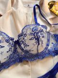 Flower Embroidery See-Through Mesh Sexy Bra and panty lingerie set