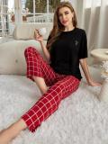 Pajamas for Women Summer Short Sleeve T-shirt Pants Simple Casual Home Clothes set