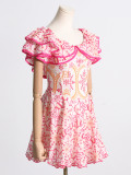 Summer Off Shoulder ruffle embroidered lace Slim Waist Slim Fit Holidays style dress
