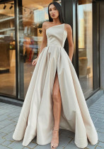 Women One Shoulder Strapless Sexy Slit Dress