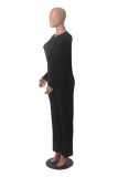 Women Loose Solid Long Sleeve Top and Wide Leg Pants Two-piece Set