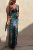 Women Sexy Printed Strap Holidays Dress