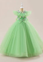 Girl high waist sleeveless evening gown princess dress