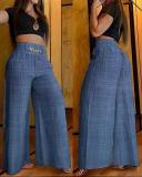 Women Solid High Waist Loose Wide Leg Bell Bottom Pants