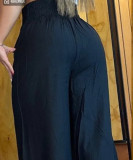 Women Solid High Waist Loose Wide Leg Bell Bottom Pants