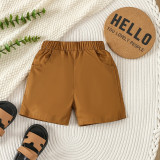 Boy Cartoon Rabbit Print Short Sleeve Shirt and Casual Shorts Two-piece Set