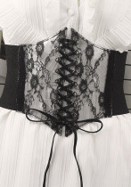 Women transparent lace elastic Lace-Up decorative belt