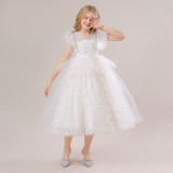 Girl mesh wedding dress puffy princess dress