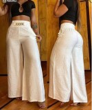 Women Solid High Waist Loose Wide Leg Bell Bottom Pants