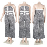 Sexy Fancy Strapless Plus Size Print Jumpsuit Nightclub