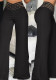 Women Cutout Belt High Waist Casual Wide Leg Pants