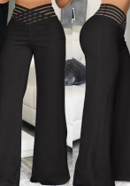 Women Cutout Belt High Waist Casual Wide Leg Pants Women Cutout Belt High Waist Casual Wide Leg Pants