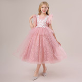 Girl mesh wedding dress puffy princess dress