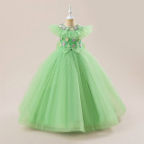 Girl high waist sleeveless evening gown princess dress