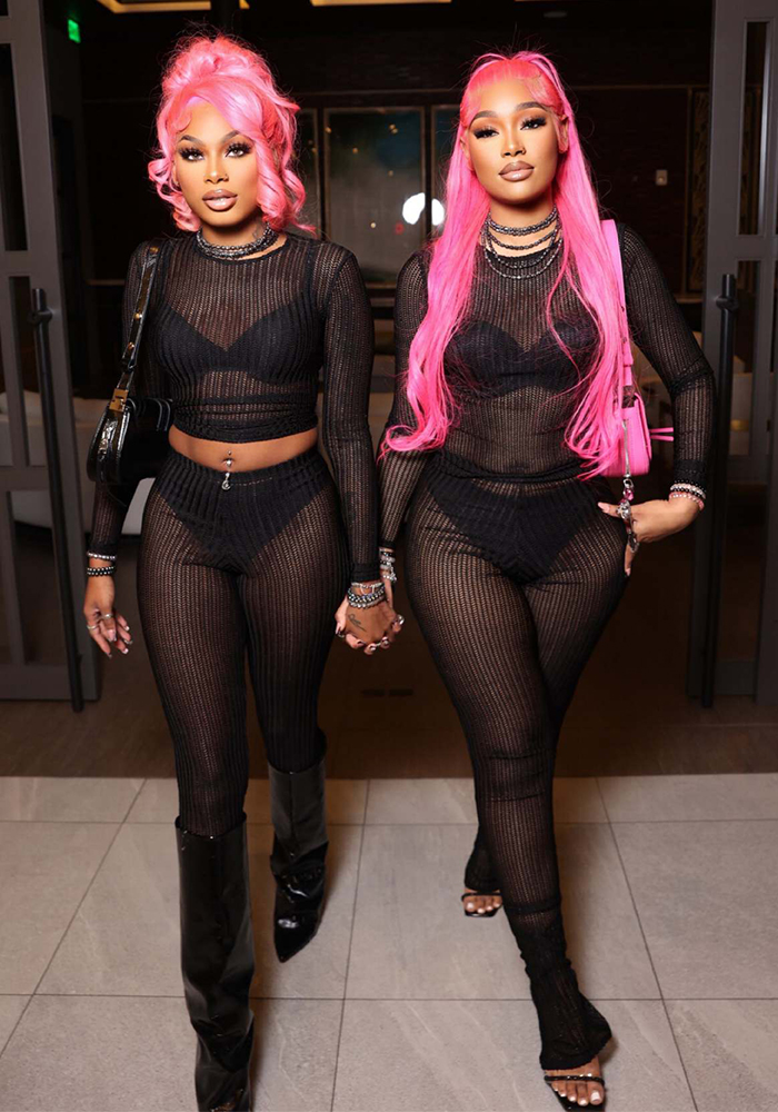 Women's Fashion Casual Sexy Hollow Round Neck Two-Piece Pants Set